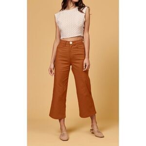 Whimsy & Row Sz 28 Wide‎ Leg Organic Cotton Flora Pant Burnt Orange GUC